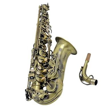 Imagem de Saxofone alto profissional antigo escovado artesanato teclas gravadas profundas banhado a ouro E-Tune Saxofone alto