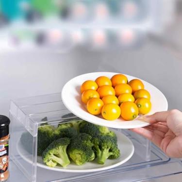 Imagem de Organizador de geladeira, divisória transparente para armazenamento de geladeira, organizador de prateleira de cozinha para banheiro, despensa e armário, transparente