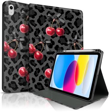 Imagem de TopPerfekt Capa para iPad 11th (A16) 27.9 cm 2025/10ª geração 27.7 cm 2022, linda cereja chique, elegante, design estético, capa protetora com suporte para lápis, antiderrapante, à prova de choque