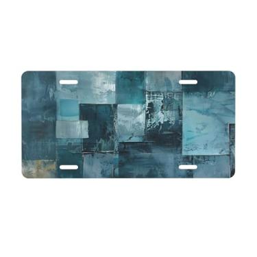 Imagem de Placa de matrícula azul retrô para placa de matrícula frontal do carro alumínio metal adequado para caminhão placa de porta de carro bar café acessórios automotivos para homens mulheres 15 x 30 cm