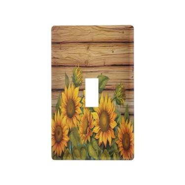 Imagem de Blueangle Capa para placa de parede para interruptor de luz - Girassóis em placa de madeira para interruptor de luz decorativa placa de parede, tamanho 1 - gangue 4,53 x 2,76 polegadas (387)