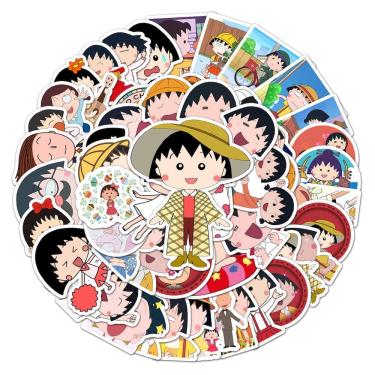 Imagem de Pacote de adesivos Chibis MarukoChanss Anime 50 unidades para decoração de carros