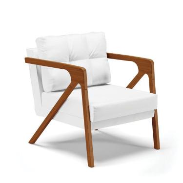 Imagem de Poltrona Melissa Corino Base De Madeira Castanho Cor Branco
