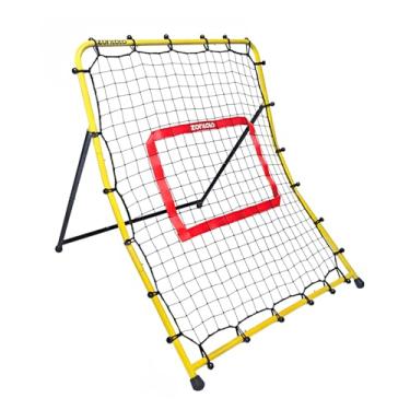 Imagem de Zonlolo Rede de pitchback de beisebol, rede de rebote, treinador de retorno de arremesso, três ângulos sem ajuste, perfeita para jogar sozinho (amarelo)