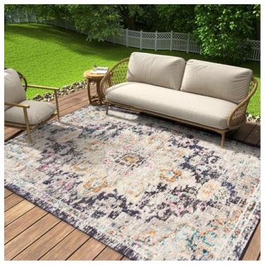 Imagem de SPXMQSS Tapetes para ambientes externos para jardim, tapetes laváveis para área externa, resistentes ao desgaste e antiderrapantes para varanda, deck, varanda, jardim, cozinha B 120 x 180 cm