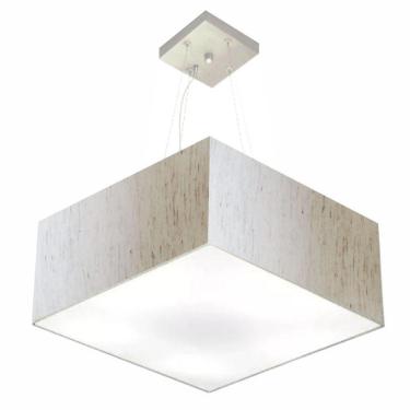 Imagem de Lustre Pendente Quadrado Md-4006 Cúpula Em Tecido 21/50x50cm Linho Bege - Bivolt