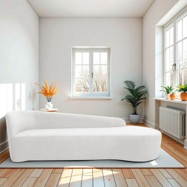 Imagem de Divã Recamier Orgânico França 250cm Lado Direito Bouclé Branco