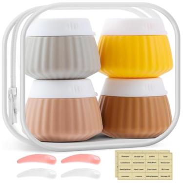 Imagem de Udihch Frasco Gream facial de 40 ml, pequenos recipientes de viagem com tampas, frascos de cosméticos recarregáveis selados de silicone à prova de vazamento para creme facial, loção, pomada, maquiagem