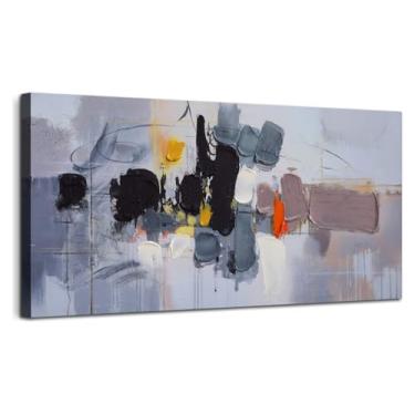 Imagem de Ardemy Arte de parede abstrata - tela cinza moderna para decoração de parede de sala de estar, pinturas modernas, arte de parede grande para quarto, casa, escritório, cozinha, 101,6 x 50,8 cm