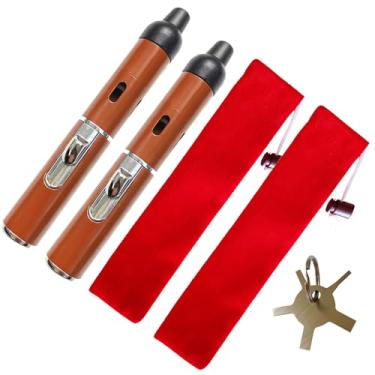 Imagem de Isqueiro de butano recarregável, isqueiro de butano recarregável, caneta de chama macia, 2 pacotes marrom avermelhado (gás não incluído)