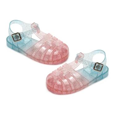 Imagem de Amtidy Jelly Shoes para meninas, sandálias de pescadores infantis, sandálias de aniversário de princesa com glitter, Rosa, verde, 21