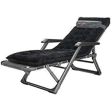 Imagem de Cadeira de gravidade zero, espreguiçadeira com gravidade zero, espreguiçadeira, cadeira de escritório dobrável de metal, para uso externo, portátil, relaxante, extra larga com almofadas grossas pretas