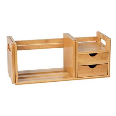 Imagem de LMJYU Organizador de arquivos, estante de mesa ajustável, com gaveta, prateleira simples, criativa, mini retrátil, organizador de arquivos