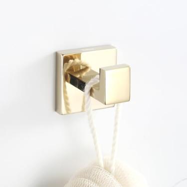 Imagem de Telca Cabide Para Banheiro Gancho De Parede Suporte Porta Toalha Aço Inox Dourado Acabamento Brilhante