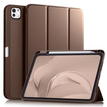 Imagem de Akkerds Capa para iPad Pro de 11 polegadas (M5/M4) 2025/2024 6ª/5ª geração com suporte para lápis, capa protetora para iPad Pro de 11 polegadas com suporte de três dobras/parte traseira de TPU macio