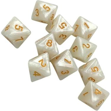 Imagem de 10 Pieces D8 Polyhedral Dice Set - 8 Sided Dice with Numbers | Ideal for Board Games, Classroom Activities, Party Table & Gaming Fun (Color: White, Size: 1.6cm/0.63in)
