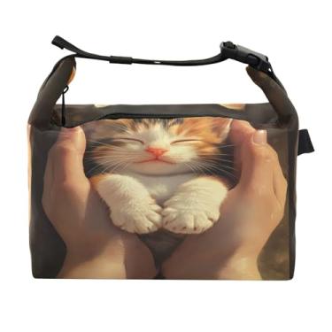 Imagem de STAYTOP Lancheira de gato dormindo com fivela de alça, lancheira isolada para meninos e meninas, lancheira térmica para trabalho escolar