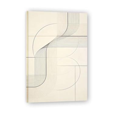 Imagem de Arte em tela minimalista simplificada: Serenidade tons neutros grande área em branco para decoração de espaço calmo 50 x 75 cm emoldurado