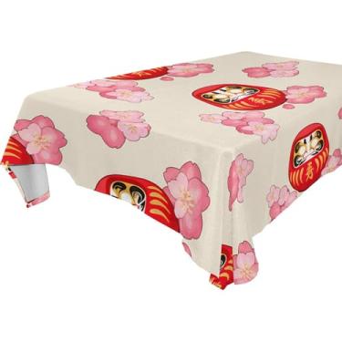 Imagem de Burbuja Linda toalha de mesa para bonecas Daruma, toalha de mesa retangular, anti-rugas, grossa para decoração de jantar, cozinha, festa, 152 x 274 cm