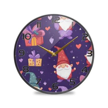 Imagem de YETTASBIN Relógio de parede acrílico Valentines Gnomos - Silencioso, sem tique-taque, operado por bateria, relógio redondo decorativo criativo para cozinha, sala de estar, banheiro, decoração de