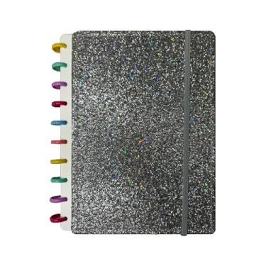 Imagem de Caderno de Disco Capa Glitter, com elástico, 18,5cmx25,5cm - 80 páginas (Prata-claro)