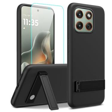 Imagem de Capa de telefone compatível com Motorola Moto Edge 70 / Moto X70 Air com protetor de tela, [3 formas de suporte] Capa protetora de silicone TPU para Motorola Moto Edge 70 5G 2025 - preta