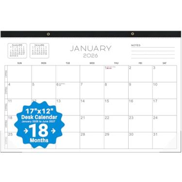 Imagem de Calendário de mesa de julho de 2025 a dezembro de 2026 grande, 56 x 43 cm, calendário de mesa com capa de plástico, 18 meses, seção de notas (C21-conciso, 43 x 30 cm)