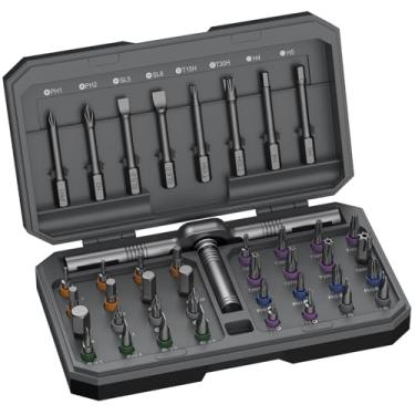 Imagem de Conjunto de chaves de fenda magnética 42 em 1, conjunto de chaves de fenda catraca DIY, conjunto de unidade magnética de várias pontas com alça de catraca destacável, kit de ferramentas de reparo