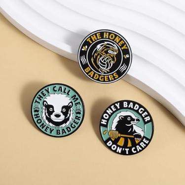 Imagem de Conjunto de 3 pinos de broche esmaltado com tema de texugo de mel colorido para jaquetas, mochilas, joias de presente para amantes de texugo de mel