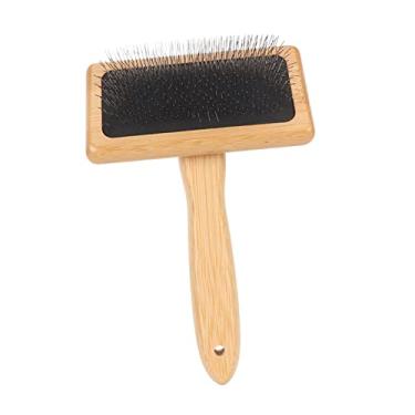 Imagem de AUNMAS Escova para Cães Macrame Slicker, Com Almofada de Air Bag, Ferramenta de Limpeza de Pêlos de Animais de Estimação de Bambu para Remoção Rápida de Queda e Limpeza Doméstica (L)