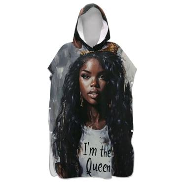 Imagem de TSENQUE Roupão para adultos, poncho de surfe, toalha de banho com capuz, absorvente, arte feminina, ponchos adultos para mulheres