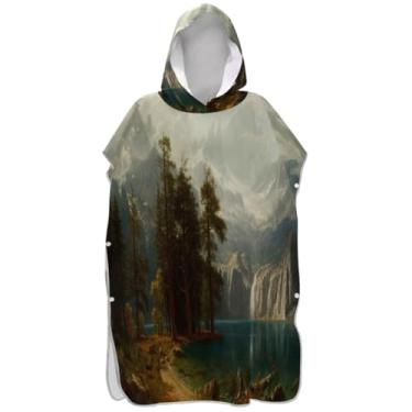 Imagem de Joisal Paisagem Nevada Pintura Surf Poncho Trocador Roupão para Adul Toalha de Banho com Capuz Bonito Plus Size Ponchos de Praia para Homens