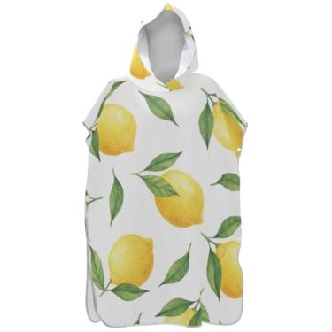 Imagem de Joisal Poncho de surfe para adultos trocador de roupão de praia com capuz toalha de natação plus size amarelo limão branco homens mulheres poncho com capuz