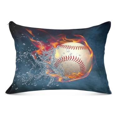 Imagem de Capas de almofada de flanela cinza de bola de beisebol de desenho animado decorativas para o corpo capas de travesseiro padrão queen king decoração de cama de casa, tamanho padrão, 51 x 66 cm