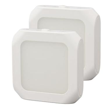 Imagem de Alomejor Luz Noturna de Tomada, 2 Unidades, Luzes LED Com Sensor de Intensidade Regulável, Liga/desliga Automático, Luz Branca Quente, Em ABS, para Berçário, Corredor, Banheiro, Quarto (plugue