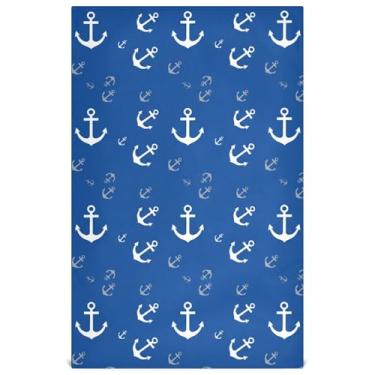 Imagem de Conjunto de toalhas de prato de cozinha com estampa animal azul branco âncoras decorativo bonito toalha de chá de mão para secar pratos absorventes macios 45 x 71 cm, pacote com 4