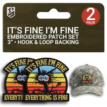 Imagem de Bluyellow Conjunto de 2 peças It's Fine I'm Fine Patch Set, bordado tático moral meme engraçado gancho e laço Everything is Fine Patch para mochila tática, colete, colete de cachorro, chapéu, costura