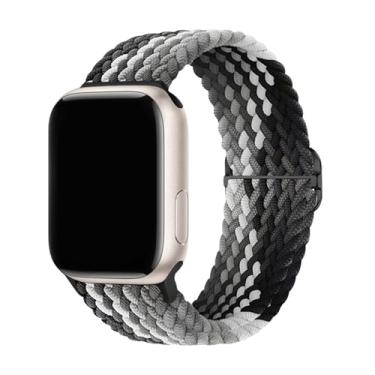 Imagem de Pulseira trançada elástica de nylon esportiva compatível com Apple Watch 49 mm, 46 mm, 45 mm, 44 mm, 42 mm, 41 mm, 40 mm e 38 mm para séries 11/10/9/8/7/6/5/4/3/SE/Ultra, 2 homens e mulheres
