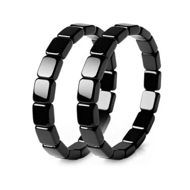 Imagem de 72ore Pulseira masculina de hematita com contas de pedra natural para homens, pulseira elástica de equilíbrio de energia, Large, Pedra, Sem Pedra Preciosa