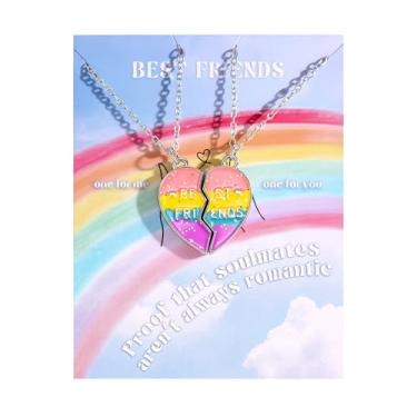 Imagem de Krfy Colar Amizade para 2, Colares de Melhor Amigo para Meninas, Pingente Combinando BFF Colar para 2 Irmãs, Conjunto de Colares de Coração Dividido Magnético para Mulheres, Liga de aço, Sem Pedra