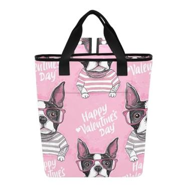 Imagem de Bolsa térmica fofa Boston Terrier listrada para almoço com 36 latas à prova de vazamento para almoço