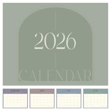 Imagem de 1 calendário de parede 2026, calendário de mesa/parede suspenso, agenda mensal com papel grosso encadernado em espiral para escritório, casa, escola, organização e planejamento