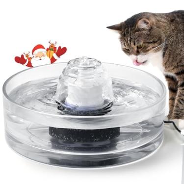 Imagem de Fonte de vidro para animais de estimação de 2,7 L – Fonte de água de vidro transparente para gatos e tigela de beber para cães pequenos – Dispensador automático de água para gatos
