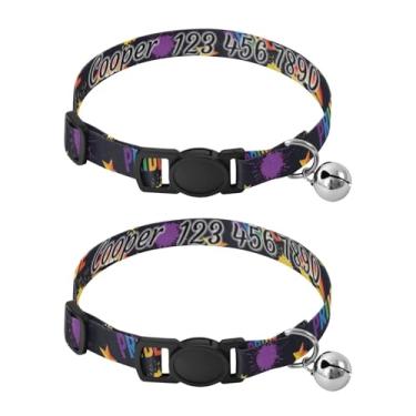 Imagem de Pacote com 2 bandeiras arco-íris personalizadas alça fina para pescoço para animais de estimação com fivela - Acessórios duráveis para animais de estimação pequenos e gatinhos, serve para pescoço de