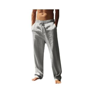Imagem de Calças Masculinas De Algodão E Linho Soltas Estilo Hip-Hop Para Outono
