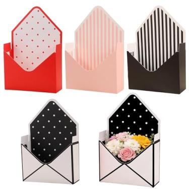 Imagem de ZHUIGUANGZE Buquê de flores dobráveis para o dia dos namorados, buquê de floristas, envelopes de presente floral, caixa de embalagem para casamento, dia das mães, festa de aniversário (4 peças)