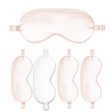 Imagem de Máscaras de dormir pacote com 5 capas de seda para olhos de cetim máscara blackout sedosa macia para olhos para dormir capas para presentes de dama de honra