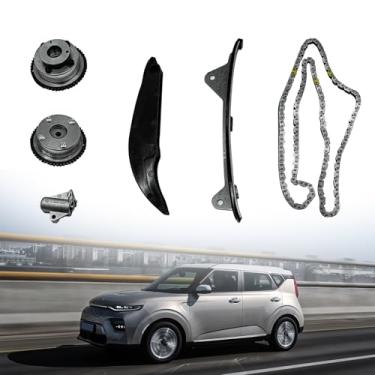 Imagem de LOMEEN 24321-2E010 Kit de corrente de distribuição com 2 peças de roda dentada VVT de admissão e escape compatível com Hyundai Elantra Kia Soul Kona Forte Tucson S-portage 2.0L 2015-2020,24350-2E011