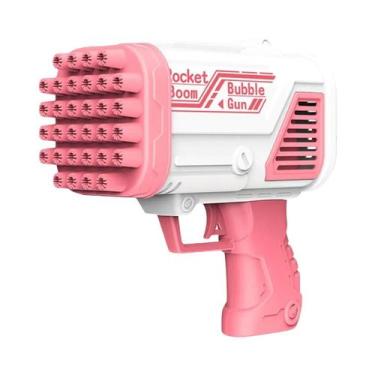 Imagem de Pistola De Bolhas Rosa Com 32 Furos Para Entretenimento Ao Ar Livre No