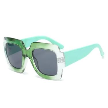 Imagem de Óculos de Sol UV400 - Tamanho Grande com Estampa de Leopardo e Lentes Degradê para Homens e Mulheres, Ideais para Esportes ao Ar Livre, Corrida e Ciclismo, Verde Claro